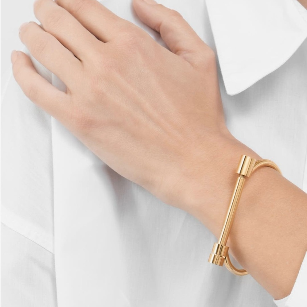 Adornia Screw 14k Gold Plated Stainless Steel Water Resistent Bracelet